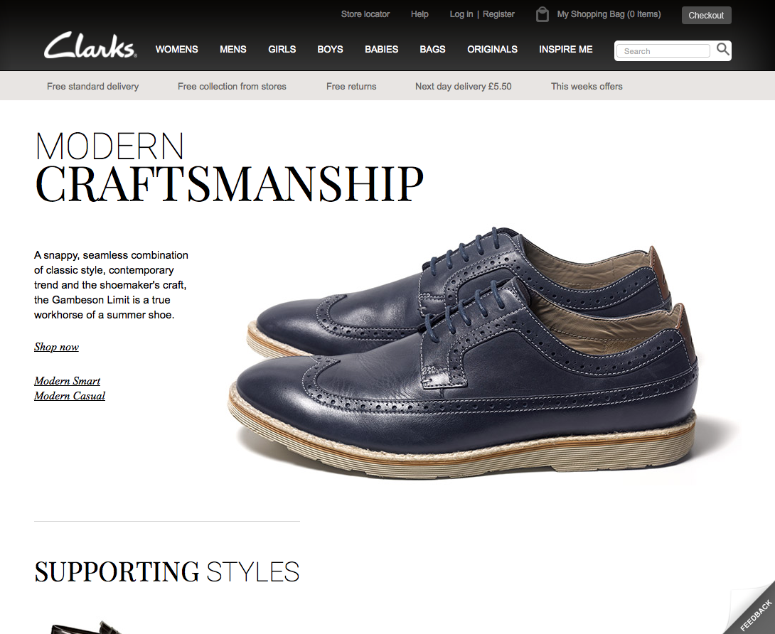 Shoe company Clarks using Playfair Display
